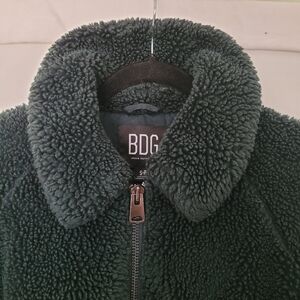 BDG Fleece Jacket Forrest Green Size S Lined Oversize Teddy Soft Cozy Lagen